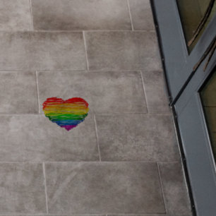 SlipperyJoe's rainbow colored heart scribbled swir Floor Decals