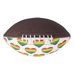 SlipperyJoe's rainbow colored heart scribbled swir Football