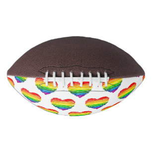 SlipperyJoe's rainbow colored heart scribbled swir Football
