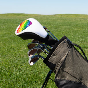SlipperyJoe's rainbow colored heart scribbled swir Golf Head Cover