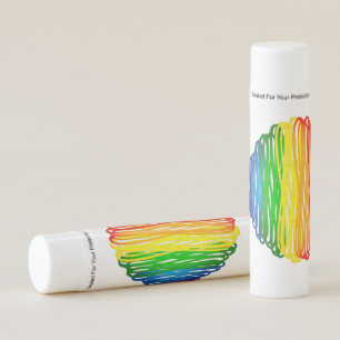 SlipperyJoe's rainbow colored heart scribbled swir Lip Balm
