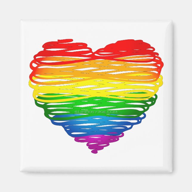 SlipperyJoe's rainbow colored heart scribbled swir Magnet (Front)