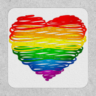 SlipperyJoe's rainbow colored heart scribbled swir Patch