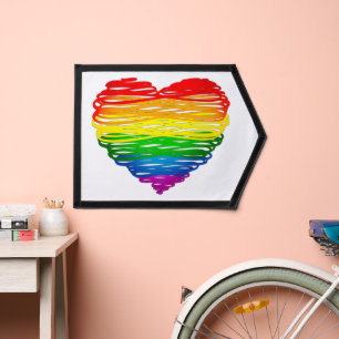 SlipperyJoe's rainbow colored heart scribbled swir Pennant