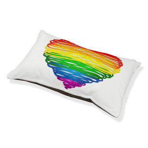 SlipperyJoe's rainbow colored heart scribbled swir Pet Bed