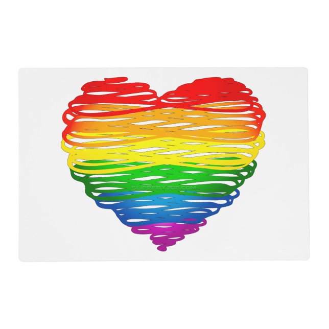 SlipperyJoe's rainbow colored heart scribbled swir Placemat (Front)