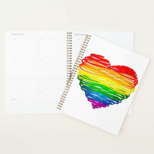 SlipperyJoe's rainbow colored heart scribbled swir Planner