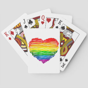 SlipperyJoe's rainbow colored heart scribbled swir Poker Cards