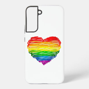 SlipperyJoe's rainbow colored heart scribbled swir Samsung Galaxy S22+ Case