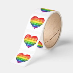 SlipperyJoe's rainbow colored heart scribbled swir Square Sticker