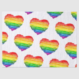SlipperyJoe's rainbow colored heart scribbled swir Tissue Paper