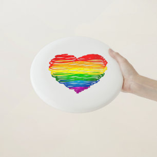 SlipperyJoe's rainbow colored heart scribbled swir Wham-O Frisbee