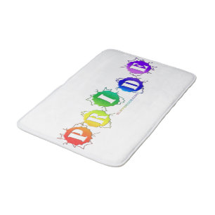 SlipperyJoe's rainbow colored pride sign bursts wi Bath Mat