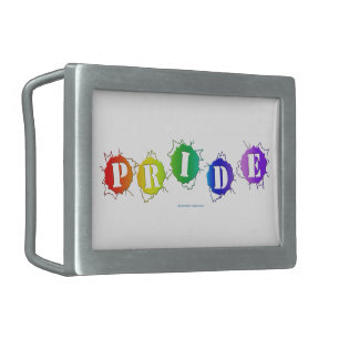 SlipperyJoe's rainbow colored pride sign bursts wi Belt Buckle