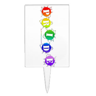 SlipperyJoe's rainbow colored pride sign bursts wi Cake Topper