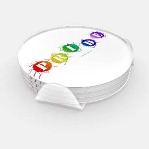SlipperyJoe's rainbow colored pride sign bursts wi Coaster Set