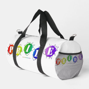 SlipperyJoe's rainbow colored pride sign bursts wi Duffle Bag