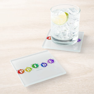 SlipperyJoe's rainbow colored pride sign bursts wi Glass Coaster