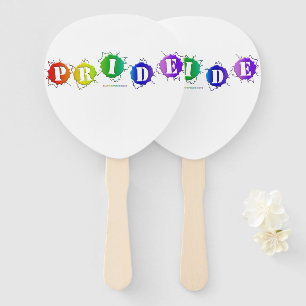 SlipperyJoe's rainbow colored pride sign bursts wi Hand Fan