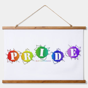 SlipperyJoe's rainbow colored pride sign bursts wi Hanging Tapestry