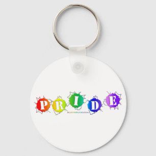 SlipperyJoe's rainbow colored pride sign bursts wi Keychain