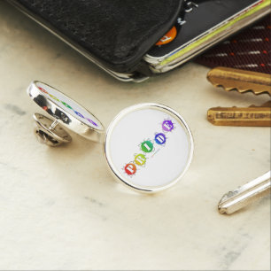 SlipperyJoe's rainbow colored pride sign bursts wi Lapel Pin