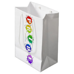 SlipperyJoe's rainbow colored pride sign bursts wi Medium Gift Bag