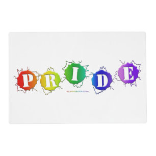 SlipperyJoe's rainbow colored pride sign bursts wi Placemat