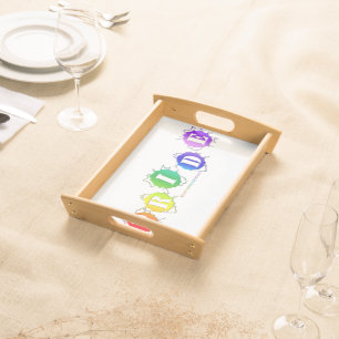 SlipperyJoe's rainbow colored pride sign bursts wi Serving Tray
