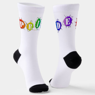 SlipperyJoe's rainbow colored pride sign bursts wi Socks