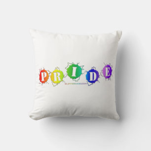 SlipperyJoe's rainbow colored pride sign bursts wi Throw Pillow
