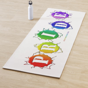 SlipperyJoe's rainbow colored pride sign bursts wi Yoga Mat