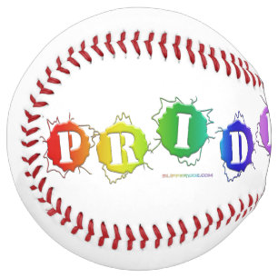 SlipperyJoe's rainbow colored pride sign word thre Softball
