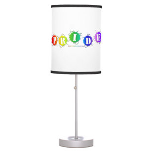 SlipperyJoe's rainbow colored pride sign word thre Table Lamp