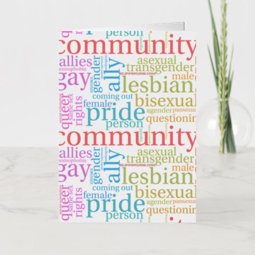 SlipperyJoes rainbow community words colorful ide Foil Greeting Card