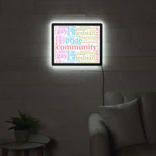 SlipperyJoes rainbow community words colorful ide LED Sign