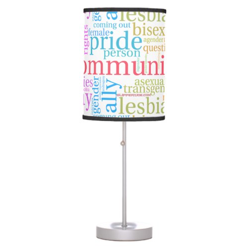SlipperyJoes rainbow community words colorful ide Table Lamp