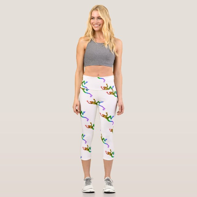 SlipperyJoe's rainbow gradient frog vibrant amphib Capri Leggings (Front)