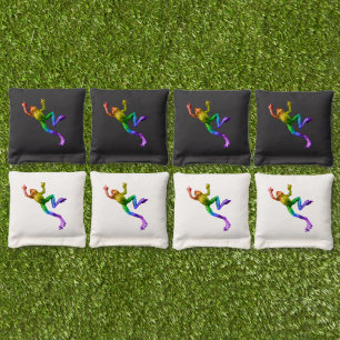 SlipperyJoe's rainbow gradient frog vibrant amphib Cornhole Bags