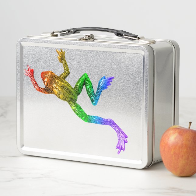 SlipperyJoe's rainbow gradient frog vibrant amphib Metal Lunch Box (In Situ)