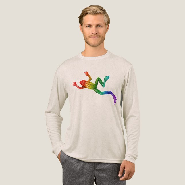 SlipperyJoe's rainbow gradient frog vibrant amphib Tri-Blend Shirt (Full Front)