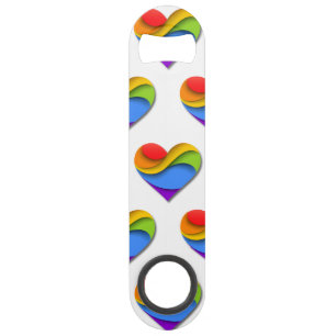 SlipperyJoe's rainbow layered heart shape red oran Bar Key