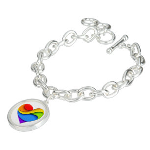SlipperyJoe's rainbow layered heart shape red oran Bracelet