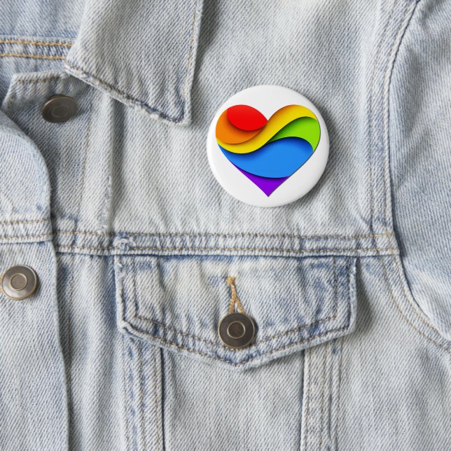 SlipperyJoe's rainbow layered heart shape red oran Button (In Situ)