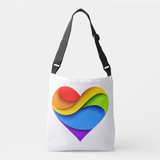 SlipperyJoe's rainbow layered heart shape red oran Crossbody Bag (Front)