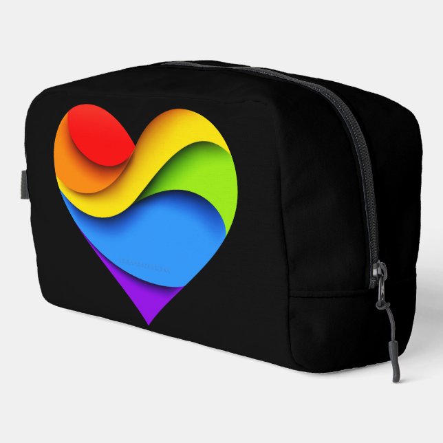 SlipperyJoe's rainbow layered heart shape red oran Dopp Kit (Right Corner)