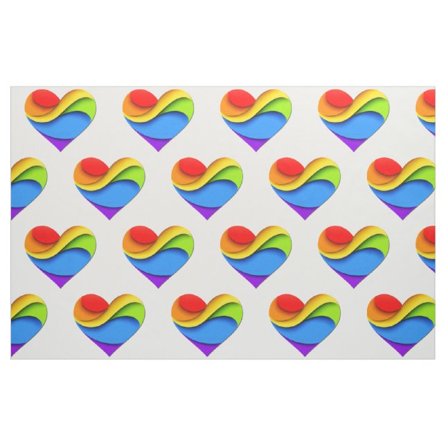 SlipperyJoe's rainbow layered heart shape red oran Fabric (Yard)