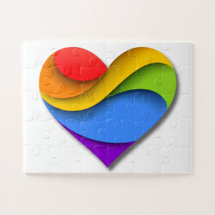 SlipperyJoe's rainbow layered heart shape red oran Jigsaw Puzzle
