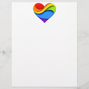 SlipperyJoe's rainbow layered heart shape red oran Letterhead