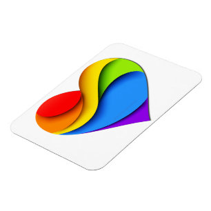 SlipperyJoe's rainbow layered heart shape red oran Magnet